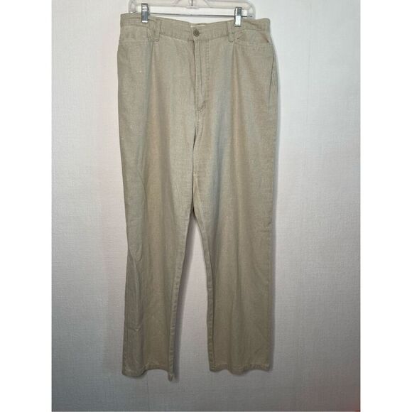 FDJ French‎ Dressing Women Linen / Cotton Pants Beige Gray Straight Leg Size 16 - Picture 3 of 11